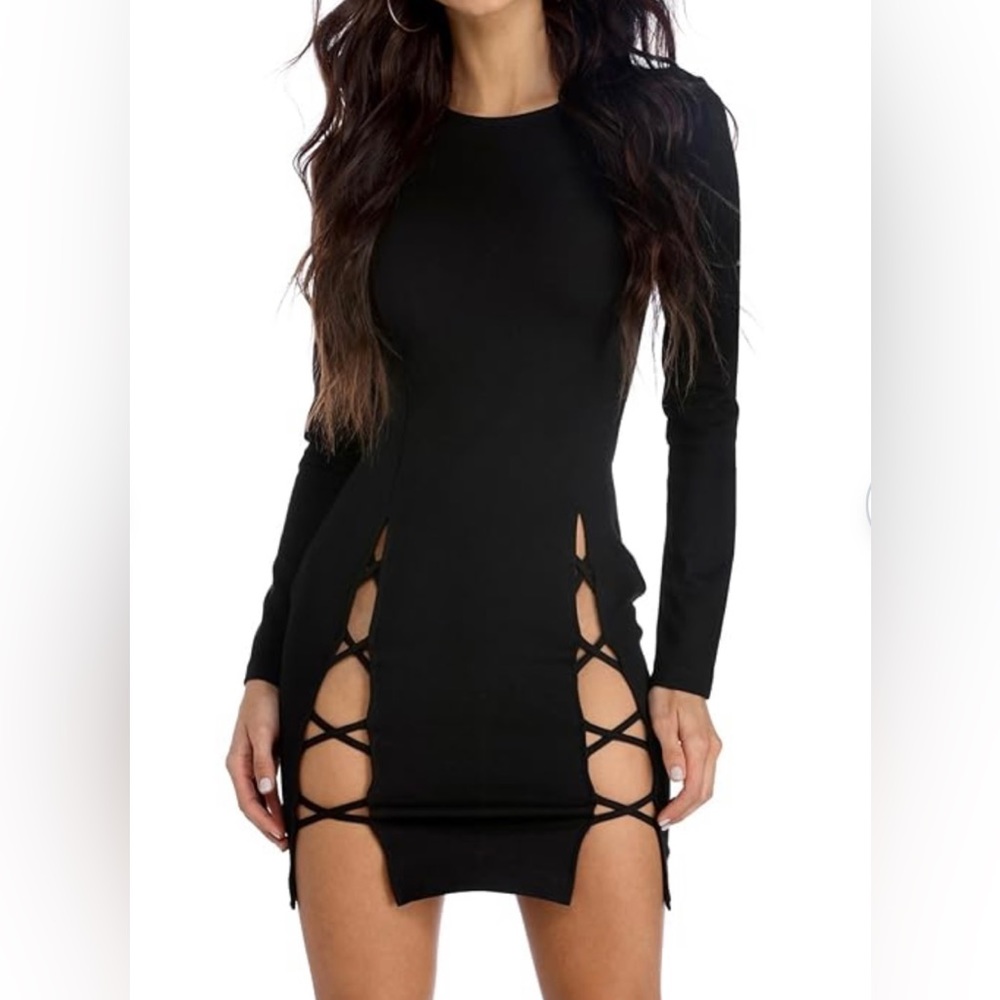 Windsor Black Lace Up Mini Dress